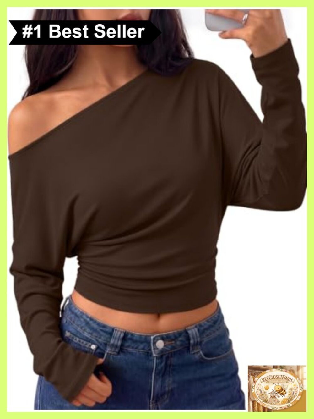 Off the Shoulder Top Cinched Waist Ruched Cropped Long Sleeve Asymmetric